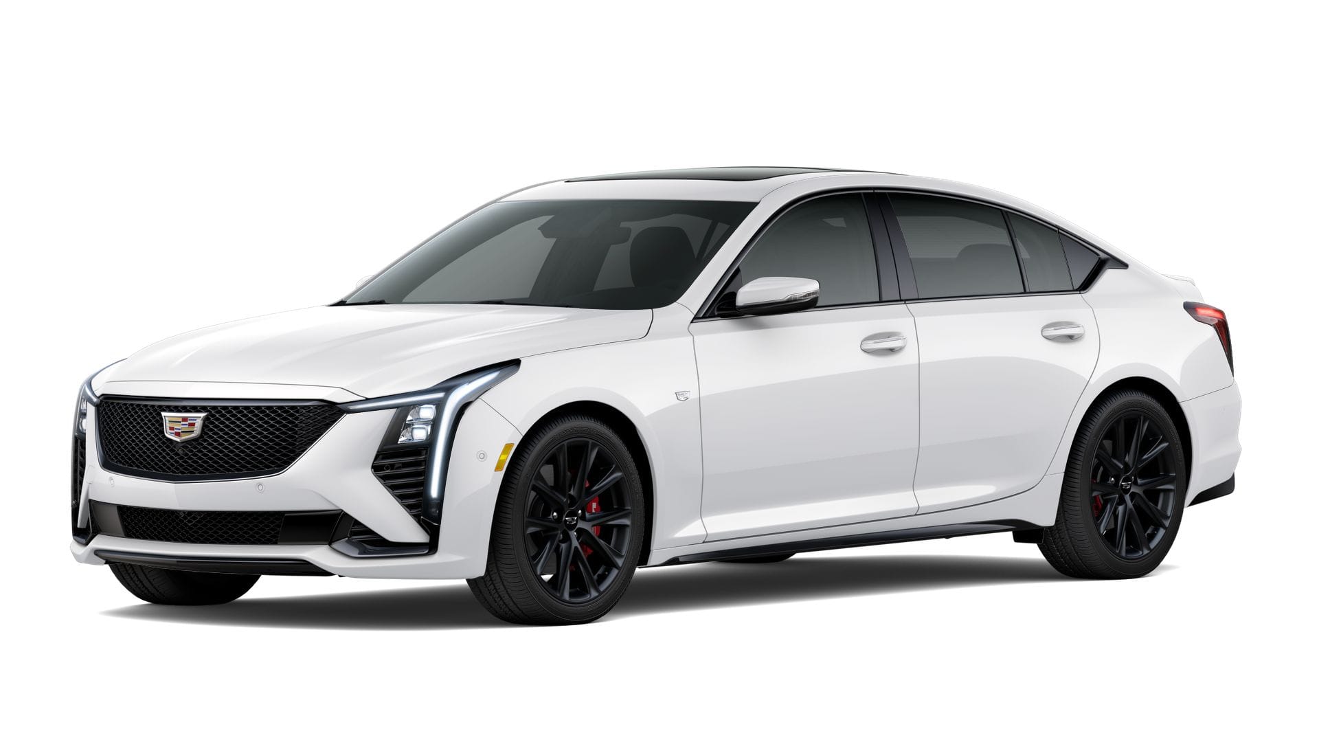 2026 Cadillac CT5 Sport in Vibrant White Tricoat — front three-quarter view