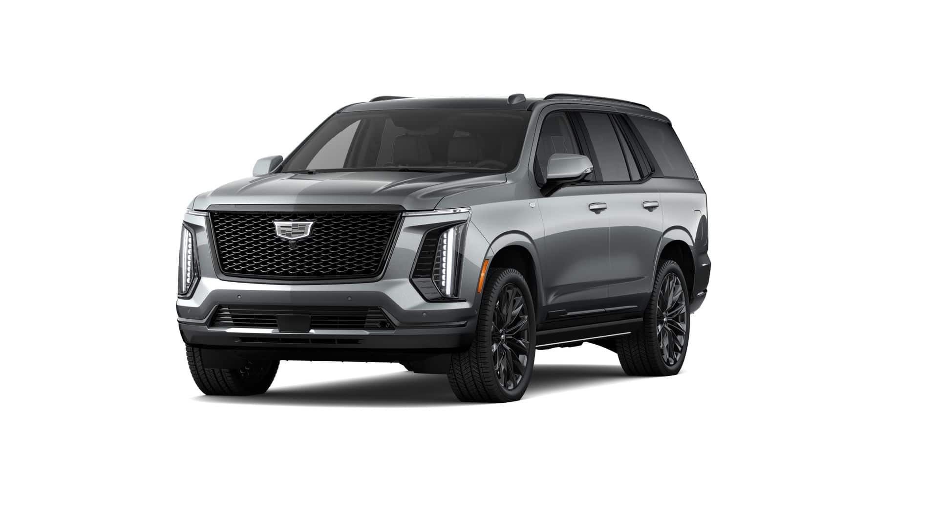 2026 Cadillac Escalade Platinum Sport in Argent Silver Metallic — front three-quarter view